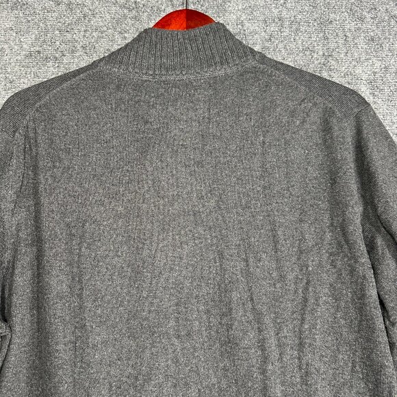Eddie Bauer Sweater Mens 1/4 Zip Gray Cotton Cashmere Knit Pullover Ribbed Hem - Picture 7 of 7